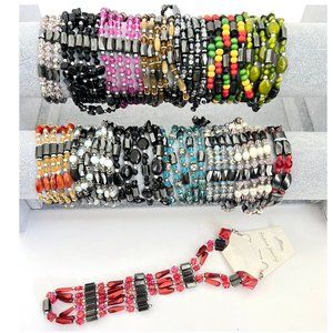 LOT of 15 beaded magnetic wrap bracelets
